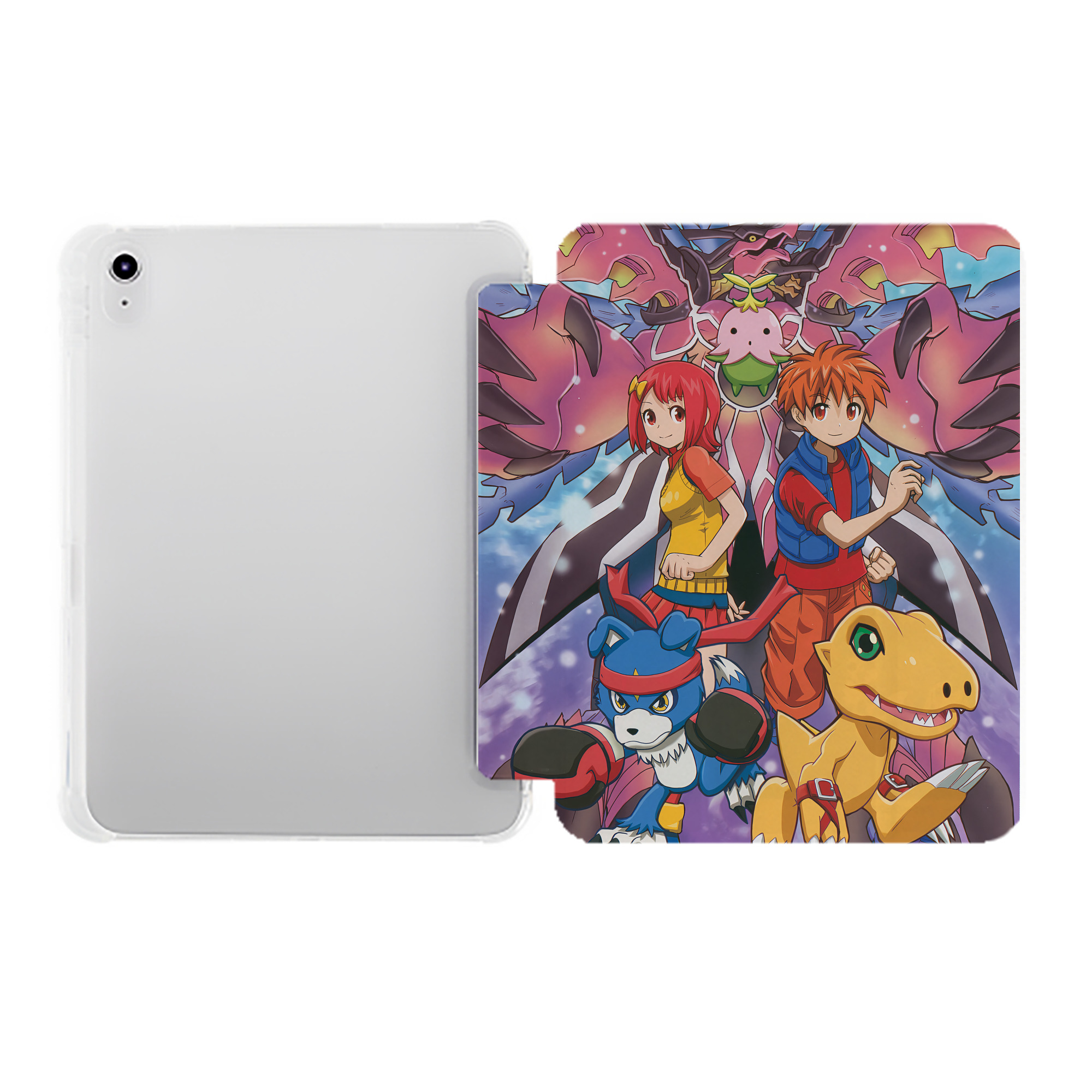 （画像用） Digimon デジタルモンスター/デジモン IPad ケース ペン収納付き 三つ折りスタンド PUレザー×シリコン 対応機種9.5/10.5/10.9インチ